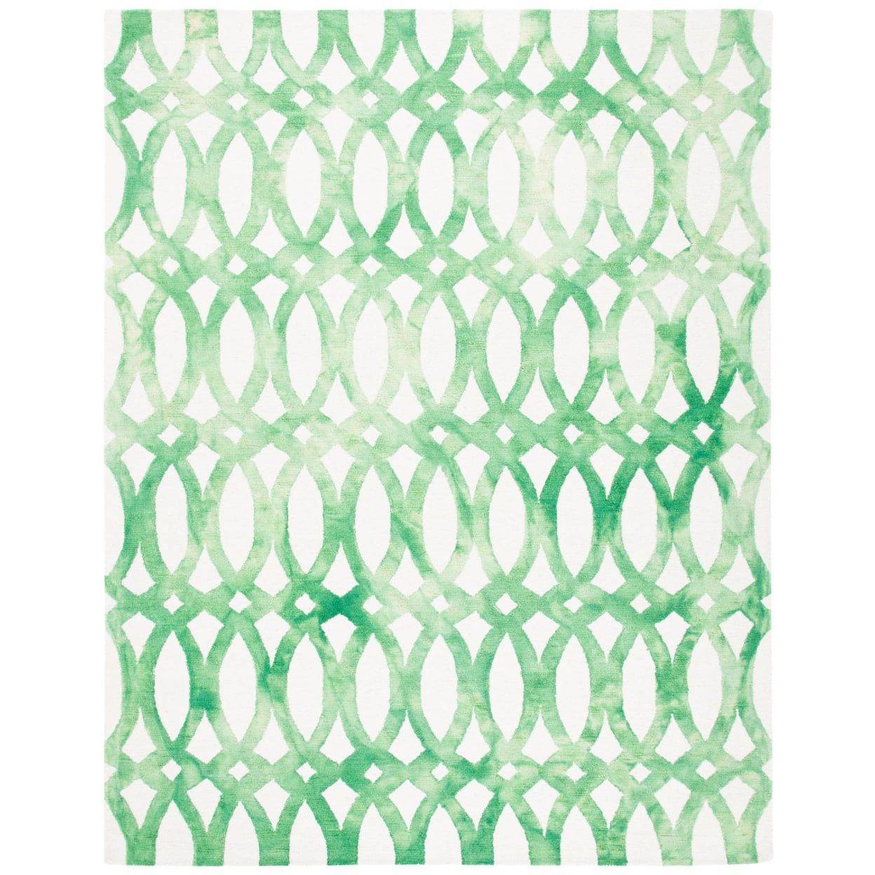 Ivory and Green Hand-Tufted Wool Area Rug, 2' x 3'