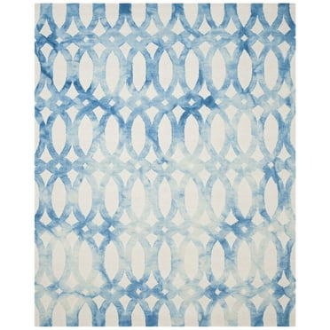 SAFAVIEH Dip Dye Rosanne Overdyed Geometric Runner Rug, Ivory/Blue, 2'3" x 10'