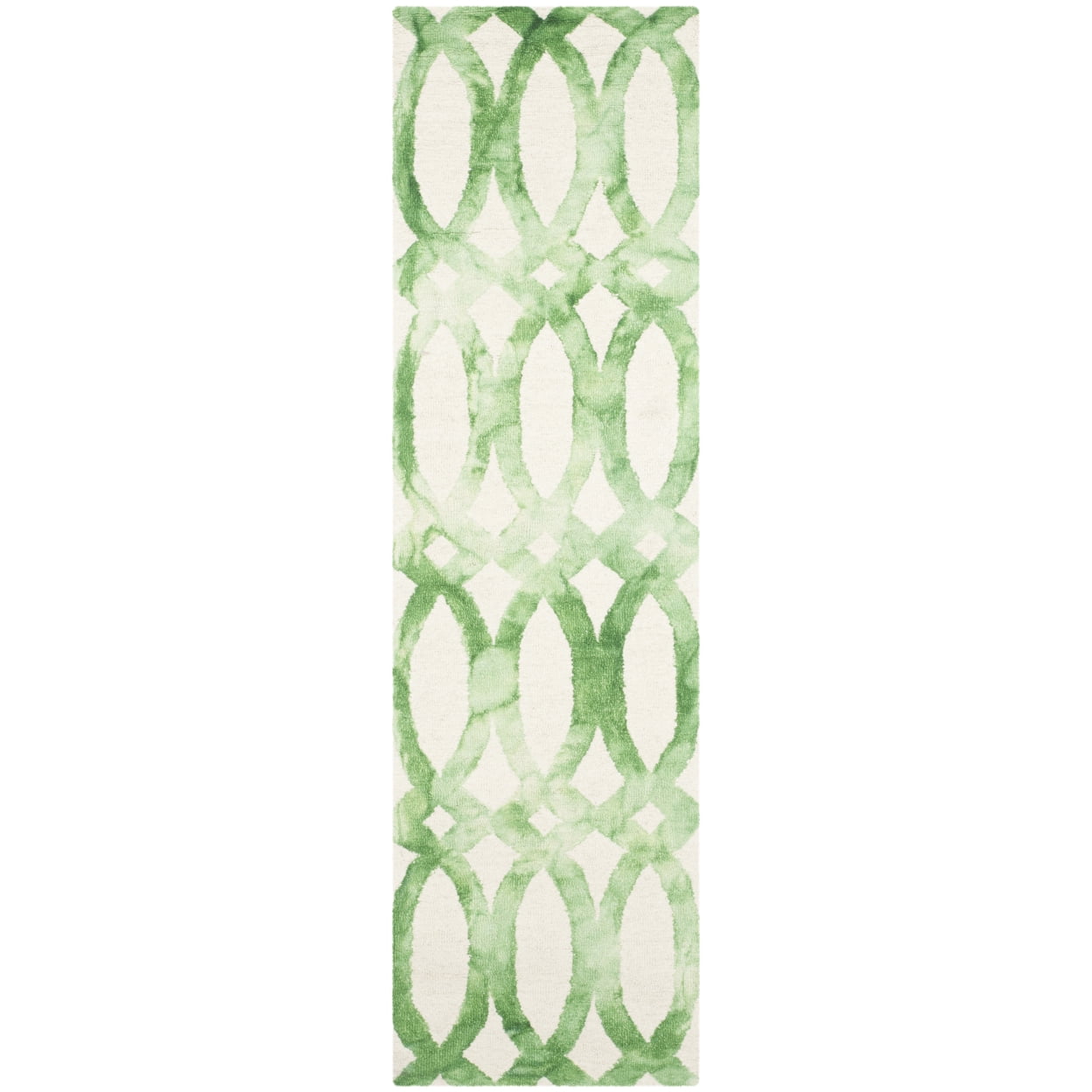 Ivory and Green Hand-Tufted Wool Runner Rug, 2'3" x 6'