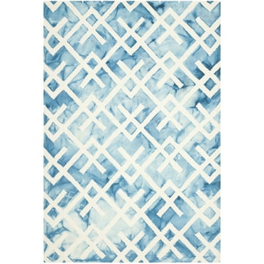 SAFAVIEH Dip Dye Seanna Distressed Area Rug, Blue/Ivory, 5' x 8'