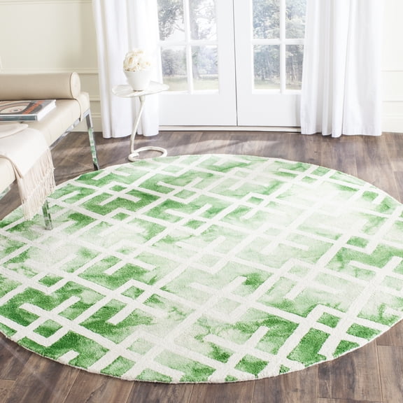 Safavieh Dip Dye Seanna Distressed Area Rug, Green/Ivory, 7' x 7' Round