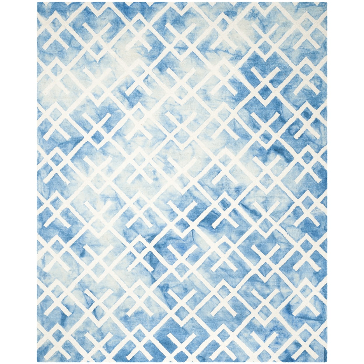 Hand-Tufted Blue and Ivory Wool Moroccan Watercolor 8' x 10' Rug