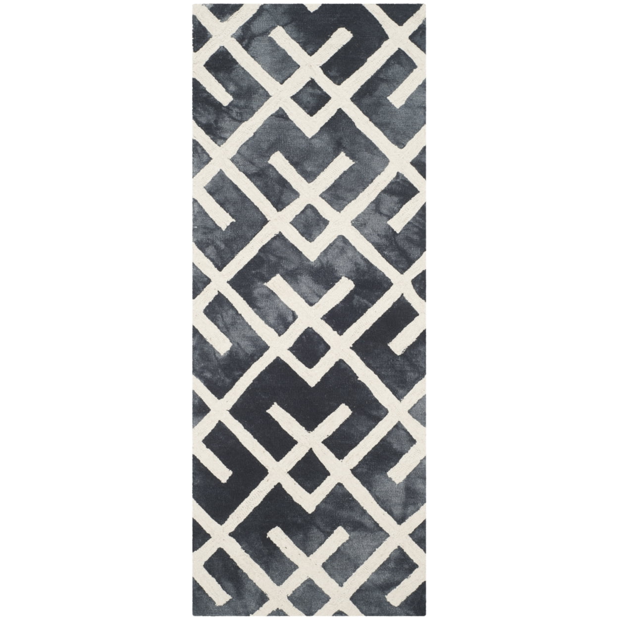 SAFAVIEH Dip Dye Seanna Overdyed Geometric Runner Rug, Graphite/Ivory