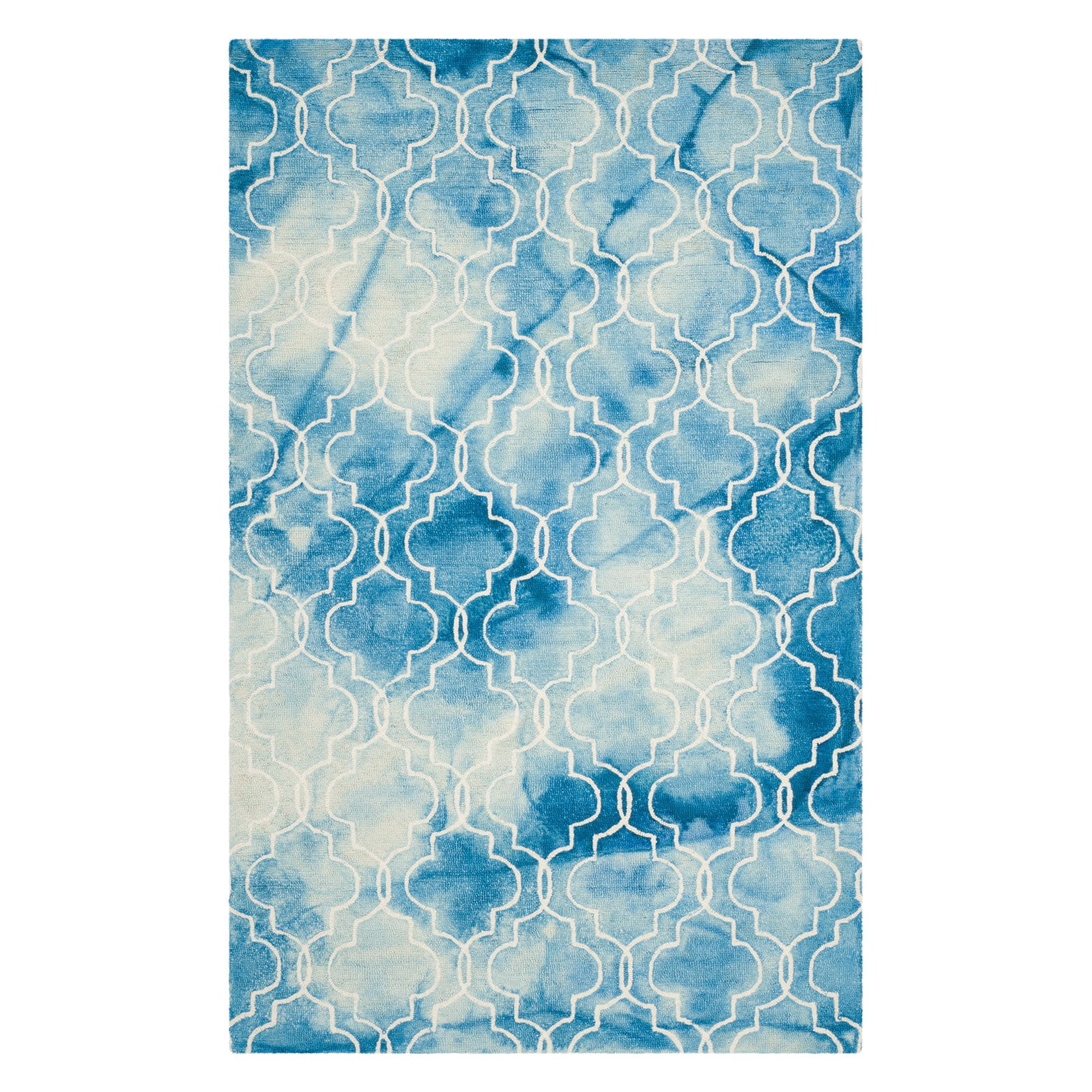 Hand-Tufted Blue & Ivory Wool Rectangular Area Rug, 3' x 5'