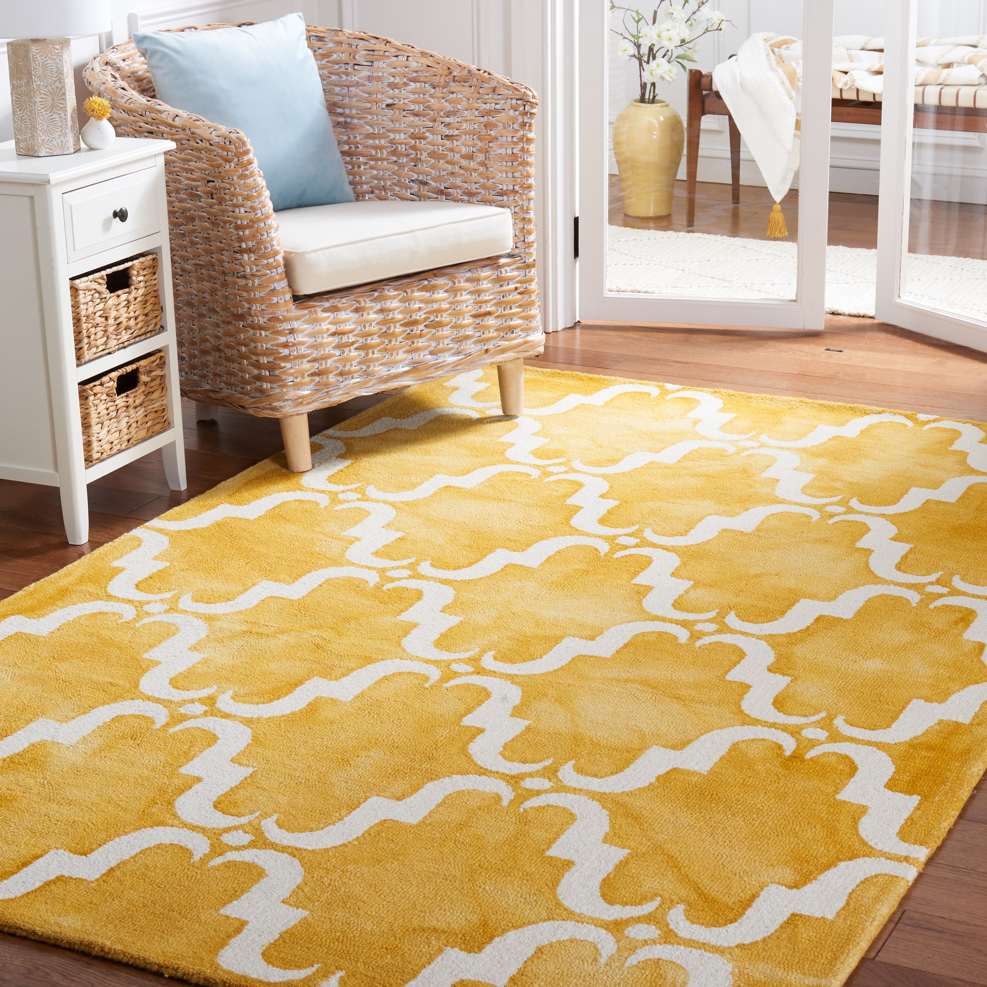 Safavieh Dip Dye Talbot Distressed Wool Area Rug, Gold/Ivory, 3' x 5'