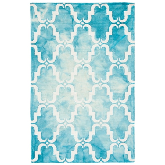 SAFAVIEH Dip Dye Talbot Distressed Wool Area Rug, Turquoise/Ivory, 5' x 8'
