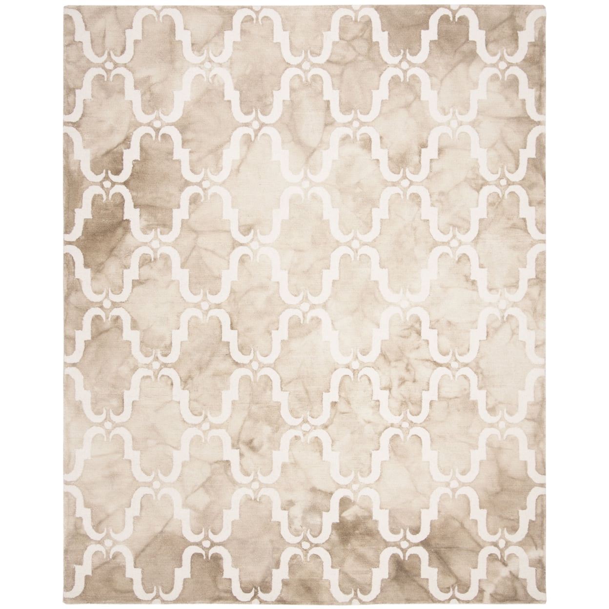 Ivory Wool Hand-Tufted Rectangular Dip Dye Area Rug
