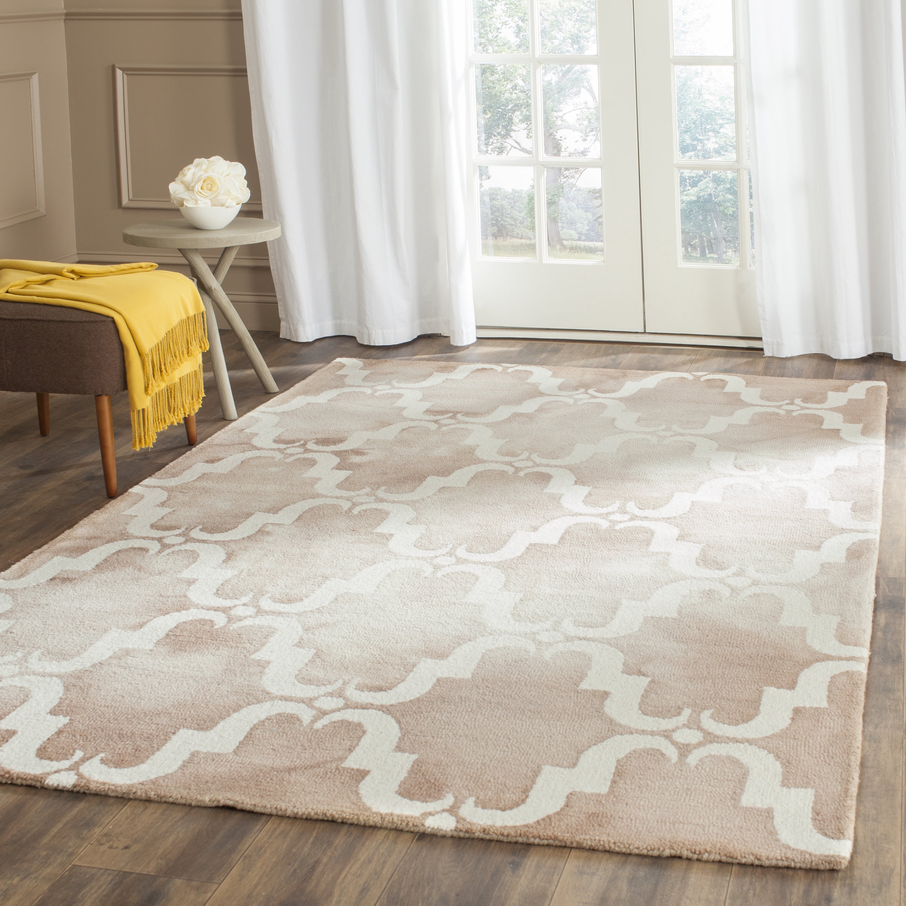 Safavieh Dip Dye Talbot Distressed Wool Area Rug, Beige/Ivory, 3' x 5'