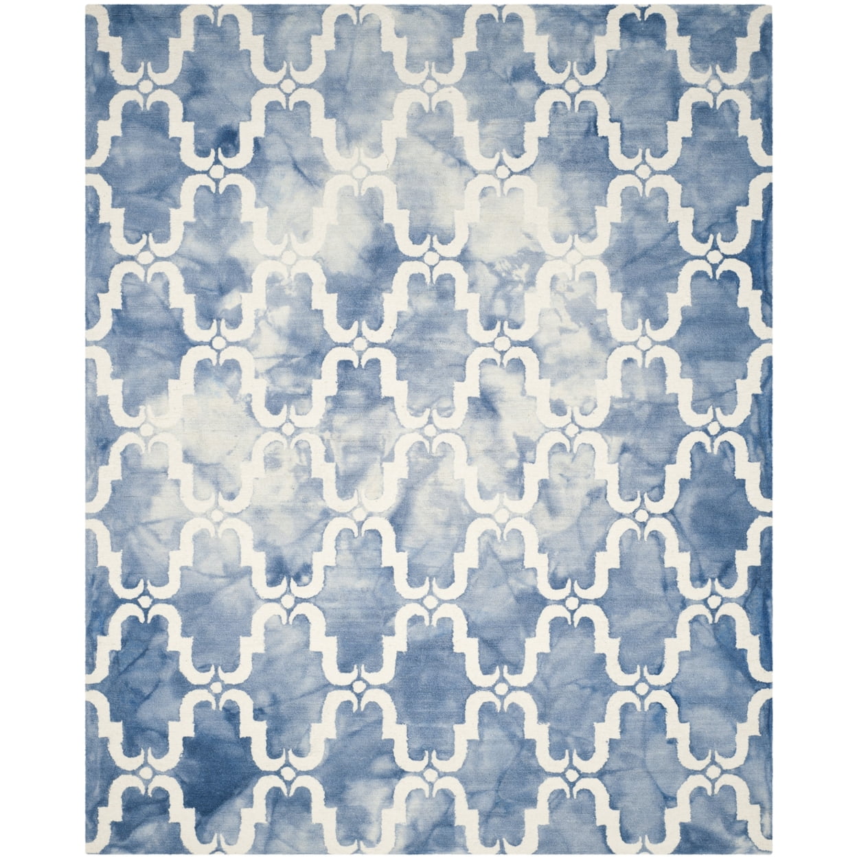 Handmade Blue and Ivory Wool Tufted Square Rug