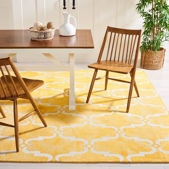 Safavieh Dip Dye Talbot Distressed Wool Area Rug, Gold/Ivory, 9' x 12'