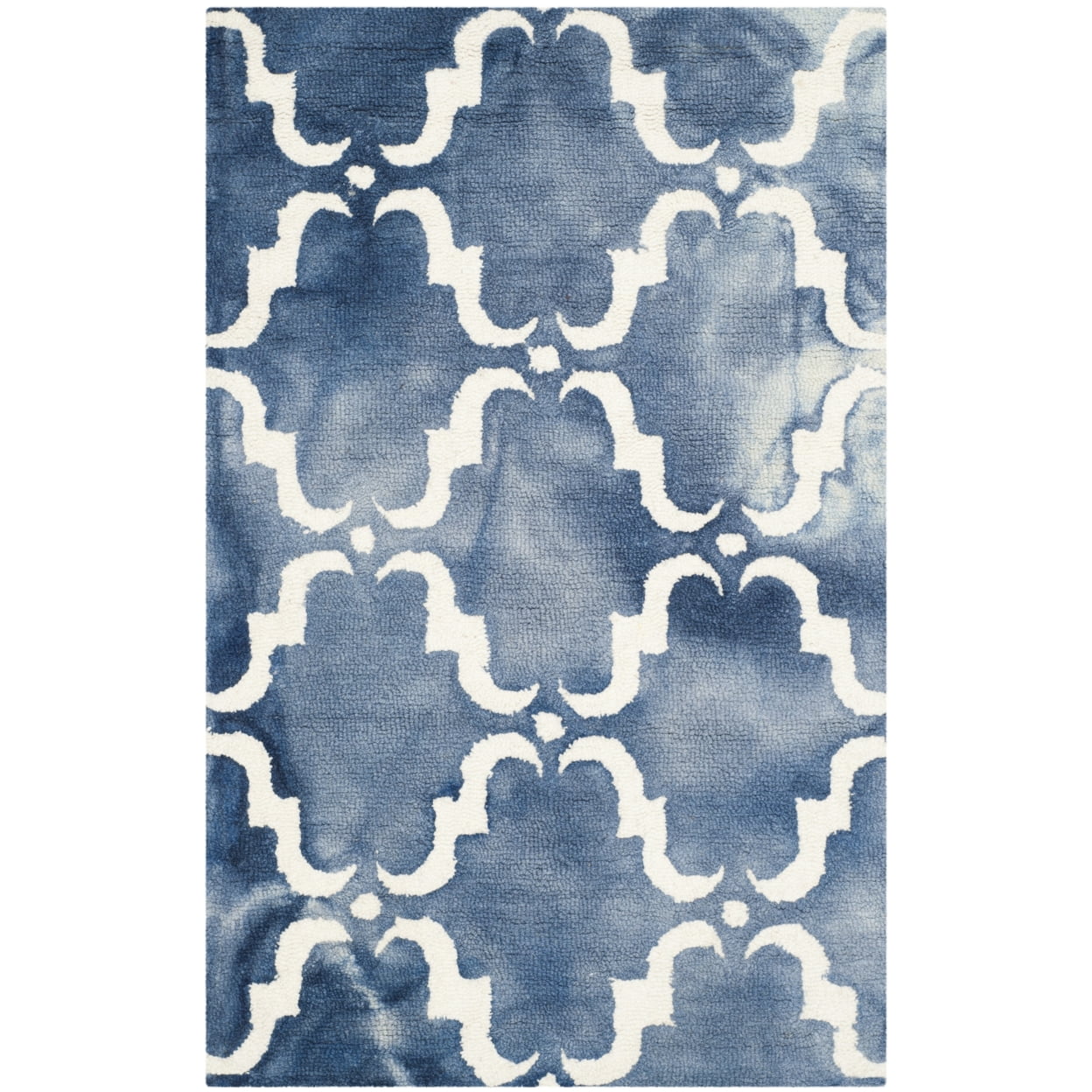 Navy and Ivory Hand-Tufted Wool Rectangular Rug 2'6" x 4'
