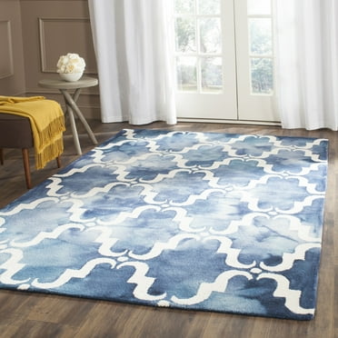 SAFAVIEH Dip Dye Talbot Overdyed Geometric Area Rug, Navy/Ivory, 6' x 9'
