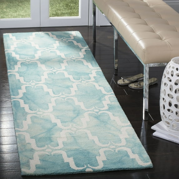 Safavieh Dip Dye Talbot Distressed Wool Runner Rug, Turquoise/Ivory, 2'3" x 8'
