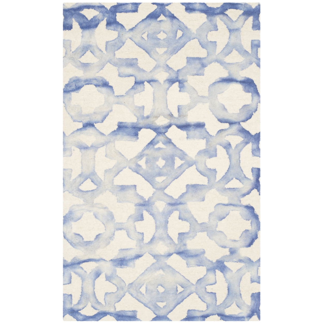 Hand-Tufted Woolen Splash Blue/Ivory Rectangular Rug - 3' x 5'