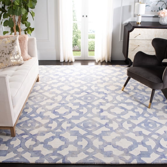 Safavieh Dip Dye Zowie Distressed Wool Area Rug, Ivory/Blue, 9' x 12'