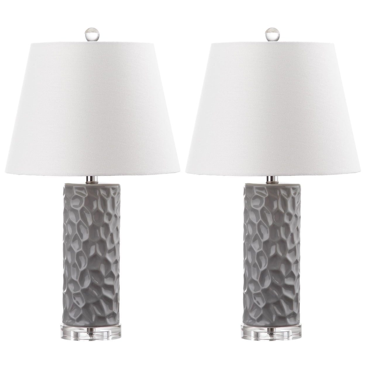 Dixon 23.5 Inch Gray Ceramic Table Lamp Set with White Shade