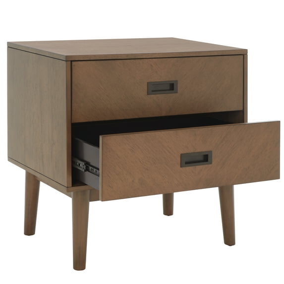 SAFAVIEH Donald Mid-Century 2 Drawer Nightstand, Wheat/Bronze