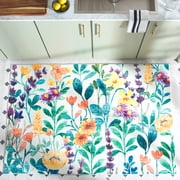 Safavieh Door and Kitchen Mat Driskoll Floral Machine Washable Area Rug, Ivory/Green, 4' x 6'
