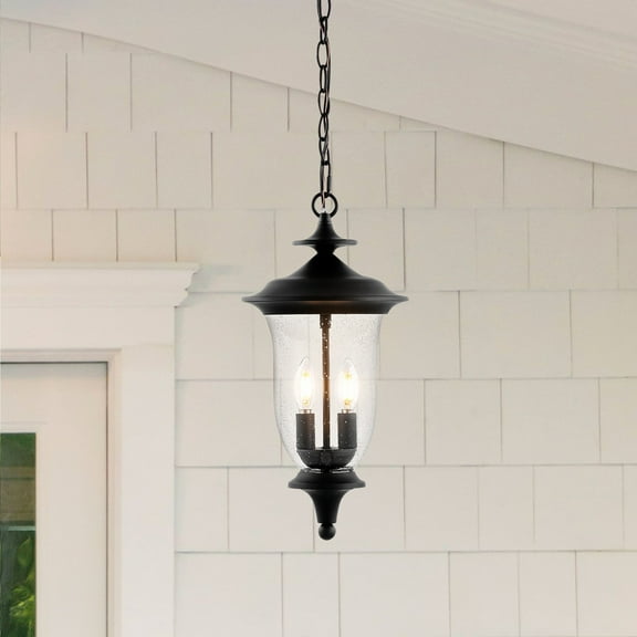 SAFAVIEH Dowell 2-Light LED Black Metal Pendant Light with Clear Shade
