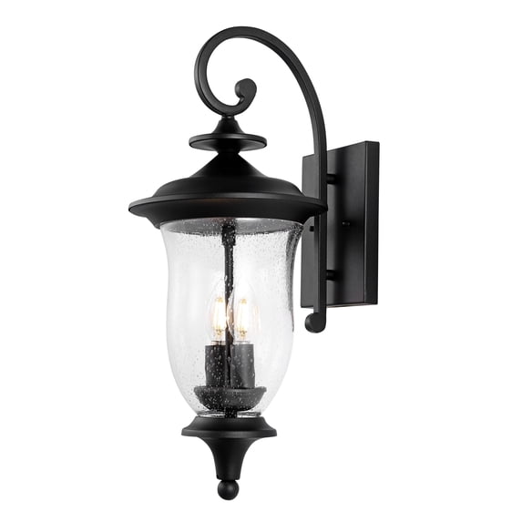 SAFAVIEH Dowell 2-Light LED Black Metal Wall Sconce with Clear Shade, Set of 2