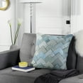 thumbnail image 1 of SAFAVIEH Draper Cowhide 20" x 20" Pillow Geometric Pillow, Teal, 1 of 3