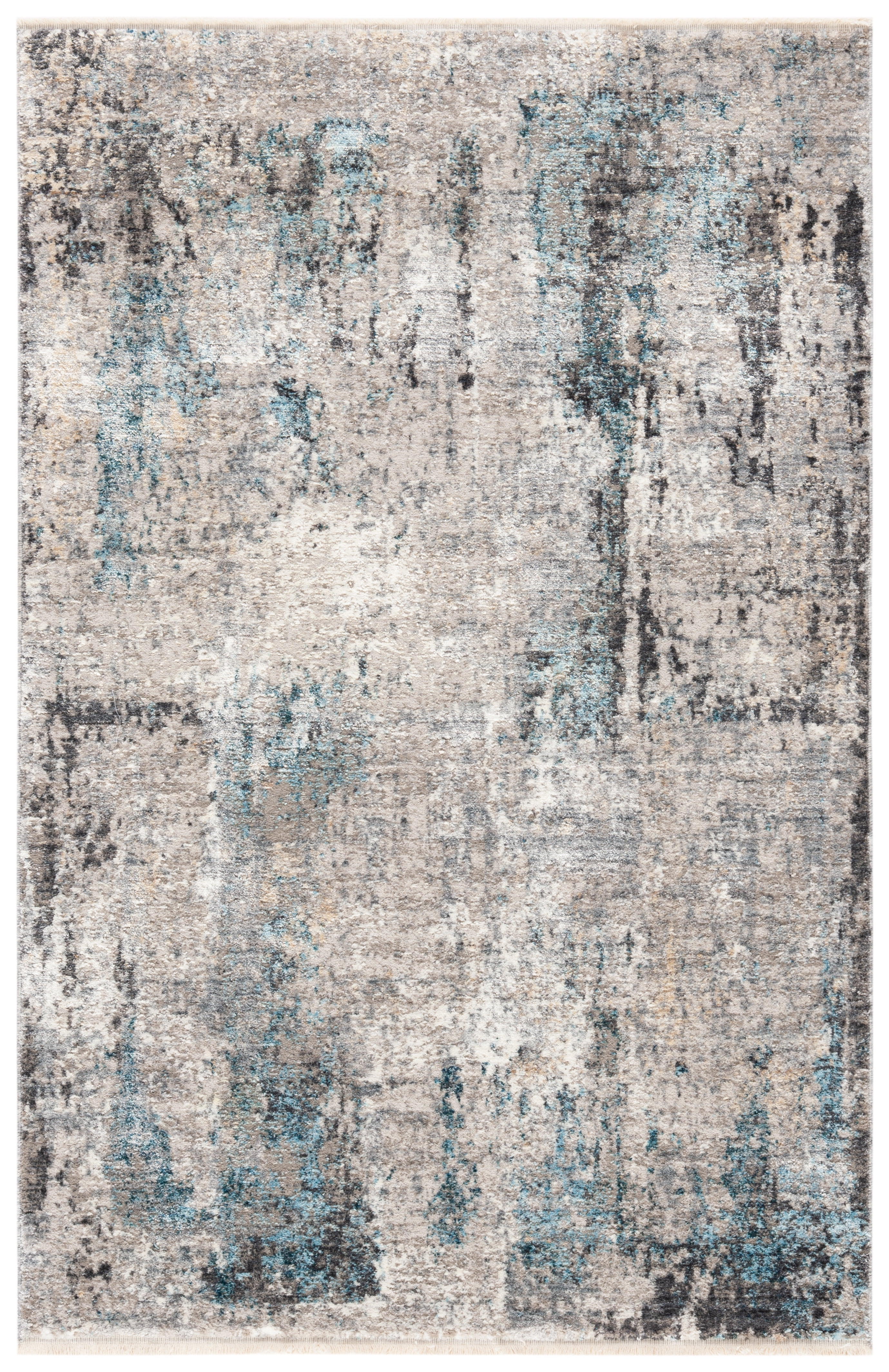 Gray and Blue Hand-Knotted Wool Area Rug