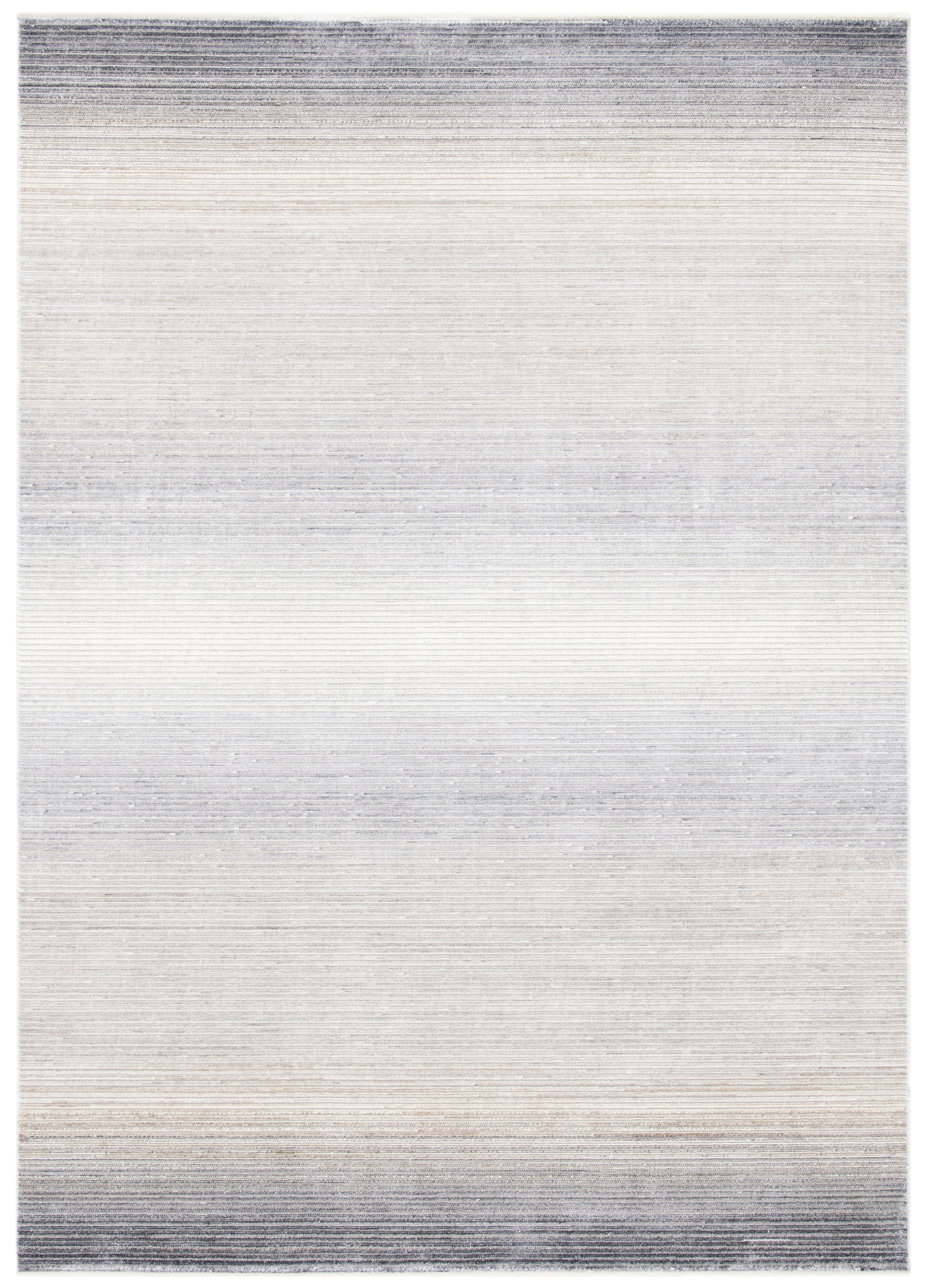 Gray and Ivory Hand-Knotted Wool and Viscose Area Rug