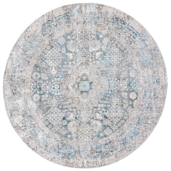 SAFAVIEH Dream Elisa Abstract Area Rug, Grey/Blue, 6'7" x 6'7" Round