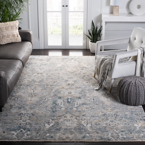 Safavieh Dream Emerson Floral Polyester Area Rug, Gray/Gold, 9' x 12'
