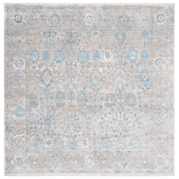 SAFAVIEH Dream Giles Floral Area Rug, Grey/Blue, 6'7" x 6'7" Square