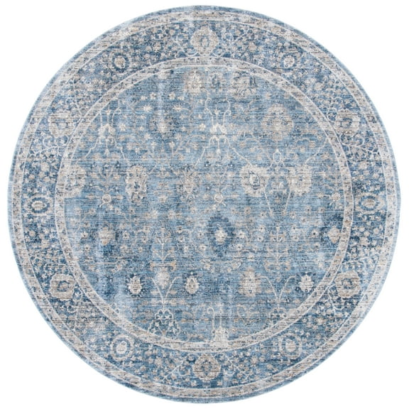 SAFAVIEH Dream Giles Floral Area Rug, Grey/Turquoise, 6'7" x 6'7" Round