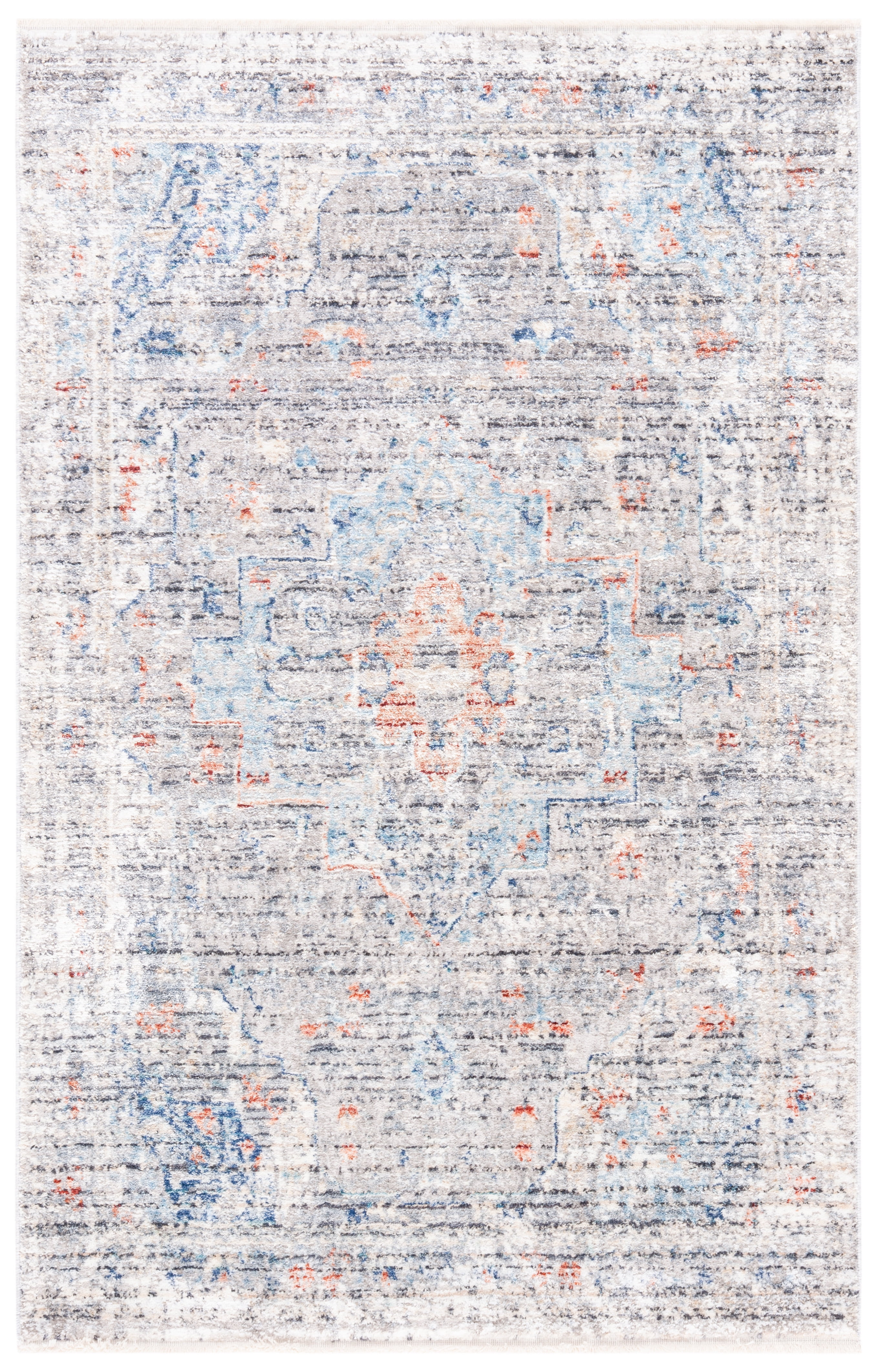 Gray and Multi Hand-Knotted Wool Viscose Area Rug