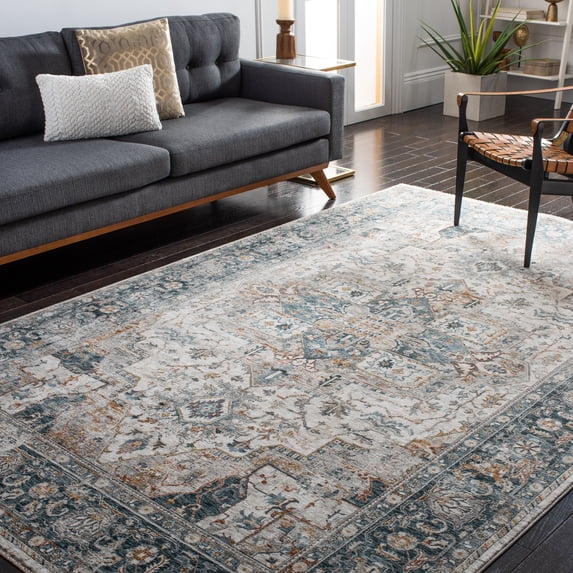 Safavieh Dream Laraine Floral Polyester Area Rug, Ivory/Light Blue, 9' x 12'