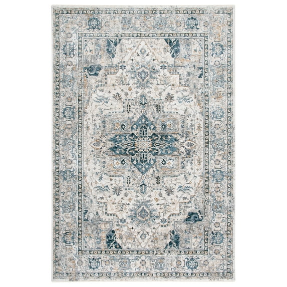 SAFAVIEH Dream Laraine Floral Polyester Area Rug, Ivory/Navy, 4' x 6'