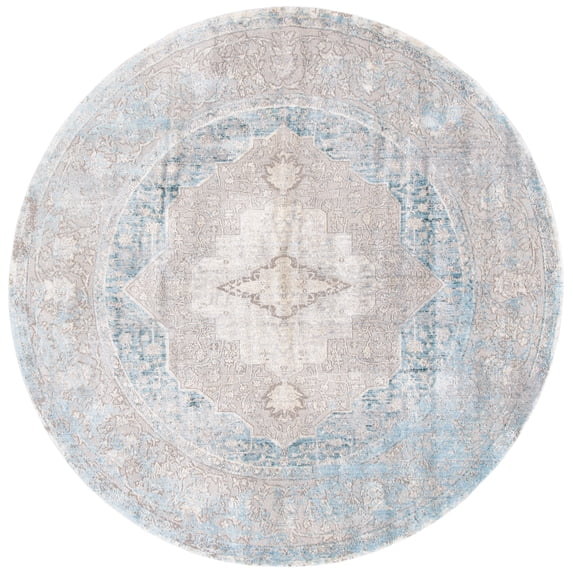 SAFAVIEH Dream Layne Distressed Area Rug, Grey/Aqua, 6'7" x 6'7" Round