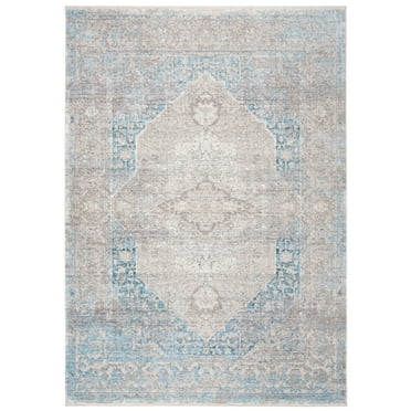 SAFAVIEH Dream Layne Distressed Area Rug, Grey/Aqua, 6'7" x 6'7" Square