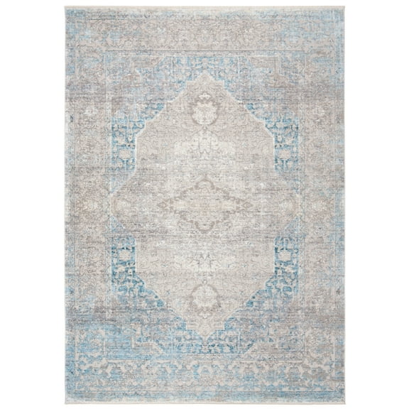 SAFAVIEH Dream Layne Distressed Area Rug, Grey/Aqua, 6'7" x 6'7" Square