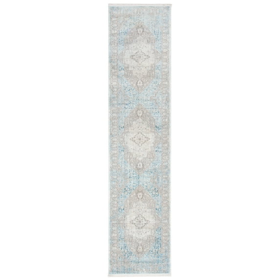 SAFAVIEH Dream Layne Distressed Runner Rug, Grey/Aqua, 2' x 8'
