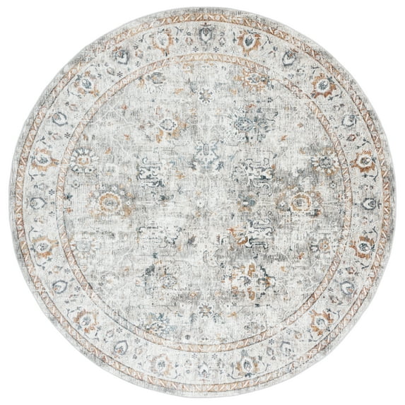 SAFAVIEH Dream Terrance Modern Polyester Area Rug, Ivory/Light Grey, 6'7" x 6'7" Round