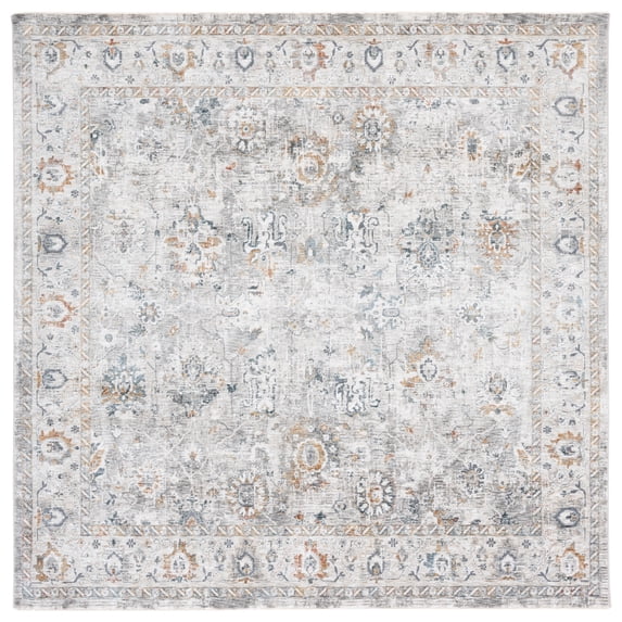 SAFAVIEH Dream Terrance Modern Polyester Area Rug, Ivory/Light Grey, 6'7" x 6'7" Square