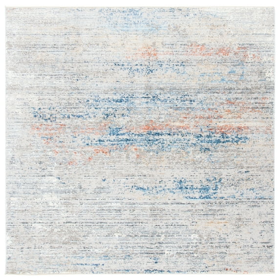 SAFAVIEH Dream Urban Abstract Area Rug, Grey/Blue, 6'7" x 6'7" Square