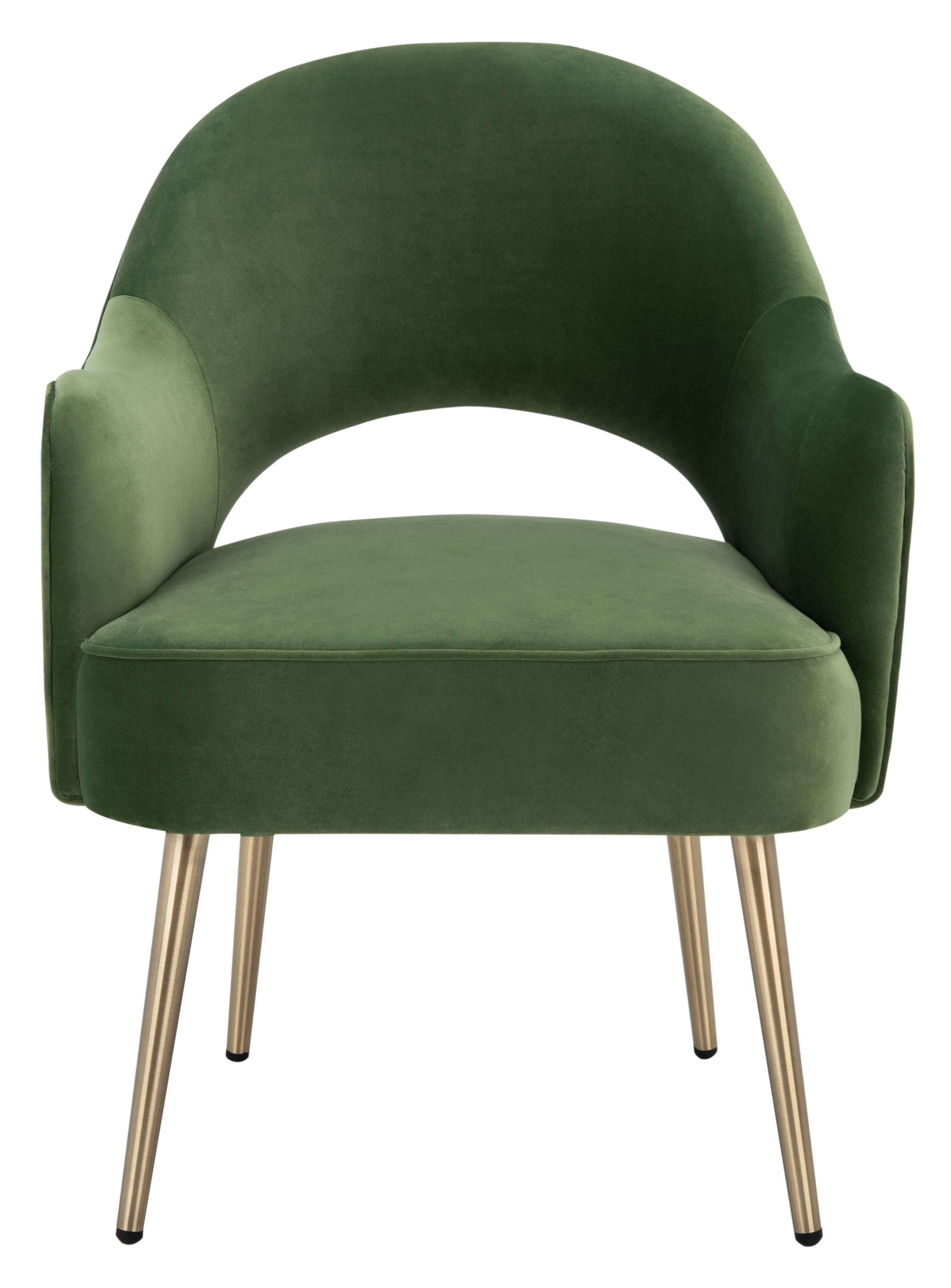 Luxurious Green Velvet Wood Accent Chair with Gold Metal Legs