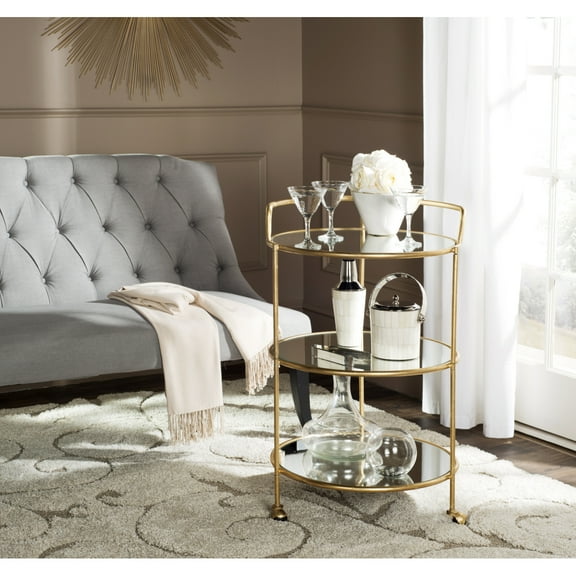 SAFAVIEH Dulcinea Bar Cart Gold / Mirror