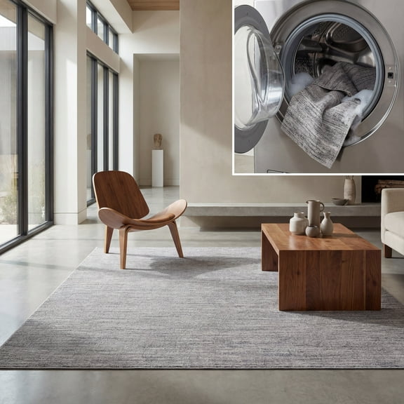 SAFAVIEH Dune Lailee Solid Machine Washable Area Rug, Grey/Grey, 8' x 10'