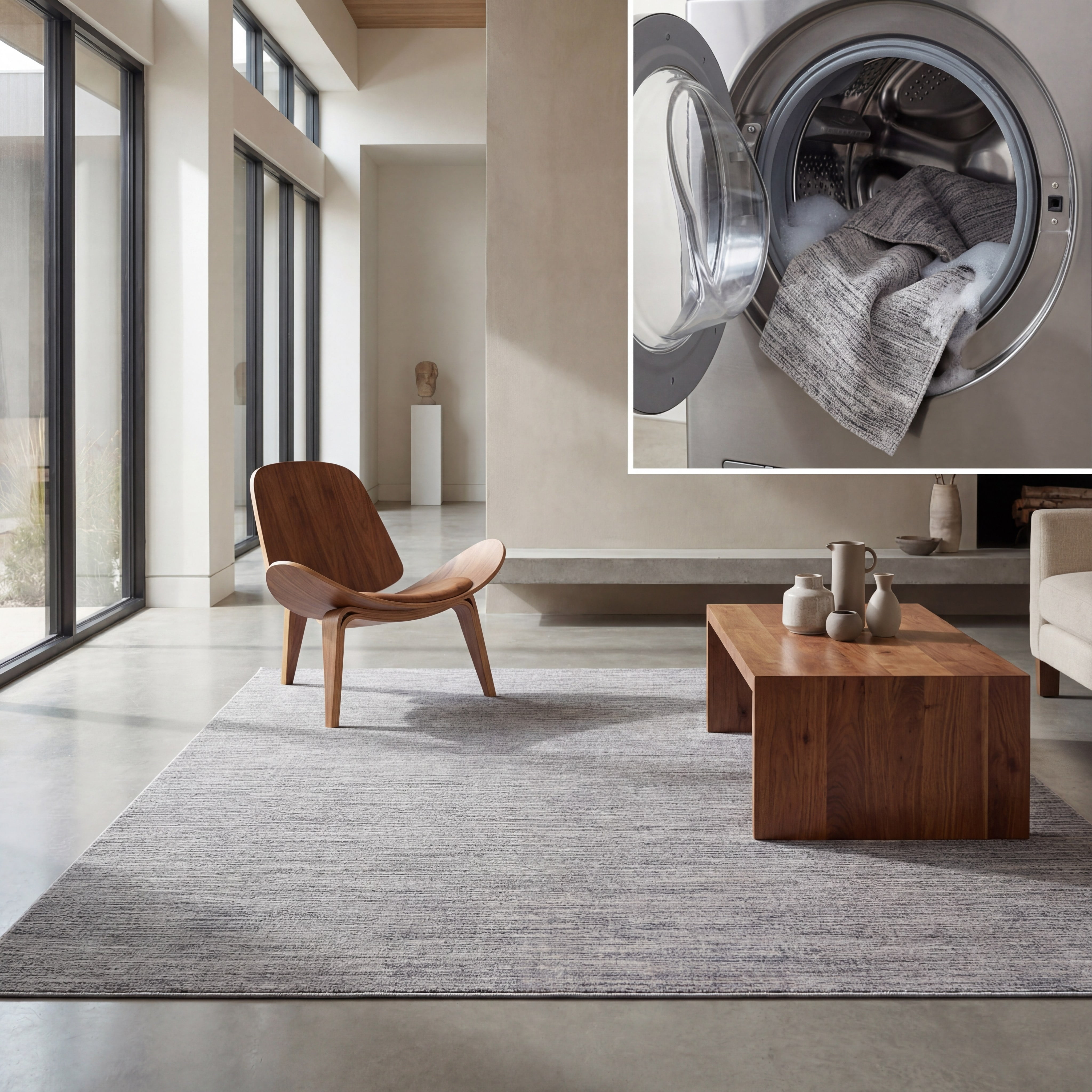 SAFAVIEH Dune Lailee Solid Machine Washable Area Rug, Grey/Grey, 9' x 12'