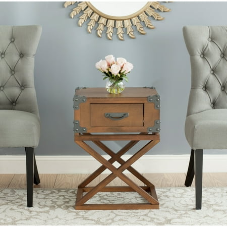 SAFAVIEH Dunstan Accent Table With Storage Drawer Brown