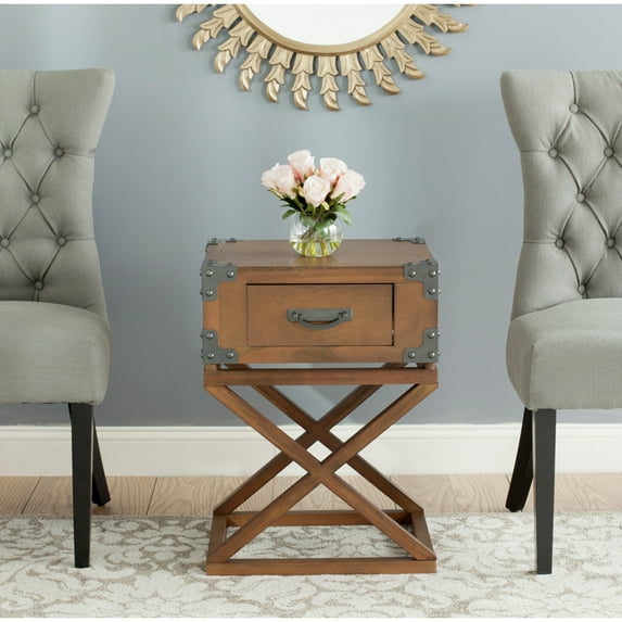 SAFAVIEH Dunstan Accent Table With Storage Drawer Brown
