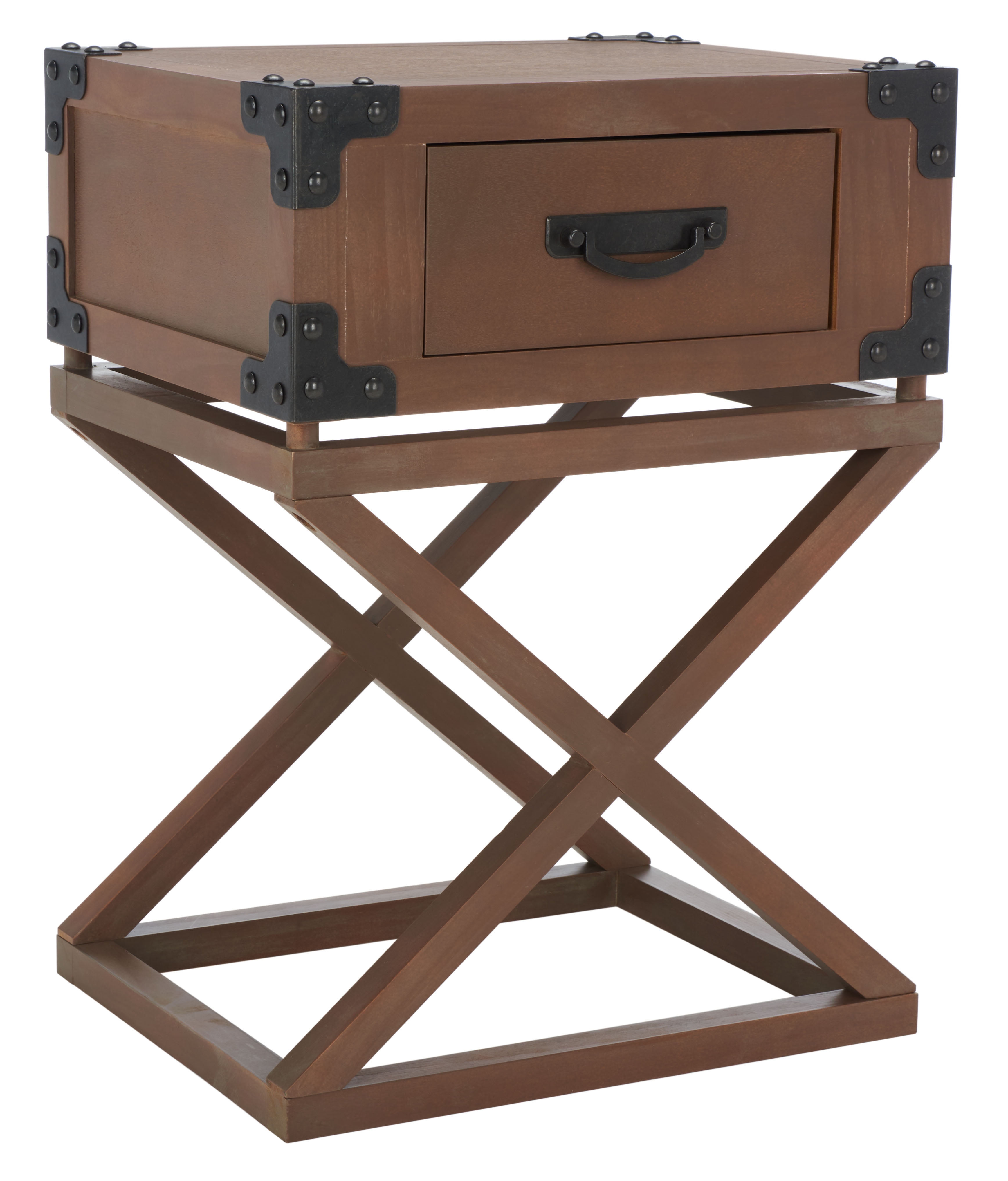 SAFAVIEH Dunstan Rustic Accent Table With Storage Drawer, Washed Natural Pine