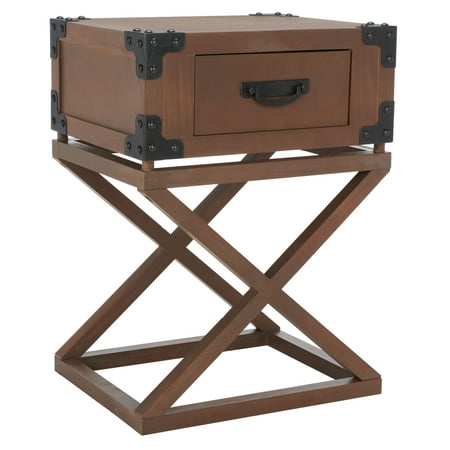 SAFAVIEH Dunstan Rustic Accent Table With Storage Drawer, Washed Natural Pine