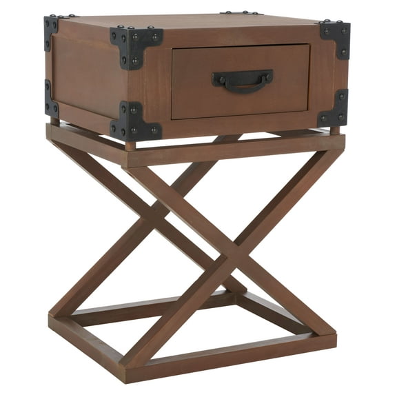 SAFAVIEH Dunstan Rustic Accent Table With Storage Drawer, Washed Natural Pine